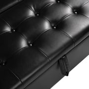 Ciara 35-Inch Air Leather Tufted Upholstered Lift-Top Ottoman Bench, Large Square Storage Coffee Table for Living Room Black