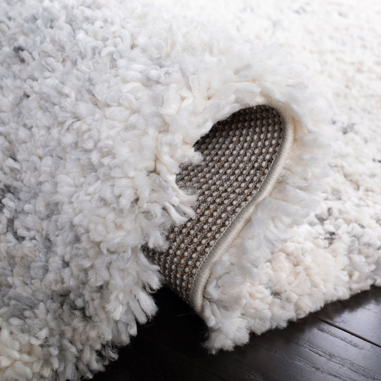 SAFAVIEH Fontana Darin Geometric Shag Area Rug, Ivory/Grey, 3' x 5'