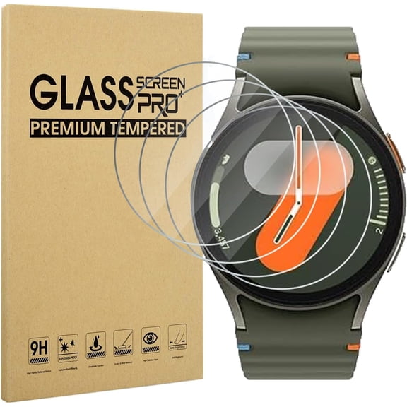 4 Pack Anti-Scratch Film for Samsung Galaxy Watch 7 40mm Screen Protector, HD Tempered Glass Protective Cover for Samsung Galaxy Watch 7, 6, 5, 4 (40mm), 9H Hardness, Bubble-Free, Easy Installation