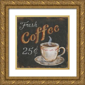 Lewis, Kim 26x26 Gold Ornate Wood Framed with Double Matting Museum Art Print Titled - Fresh Coffee 25 Cents