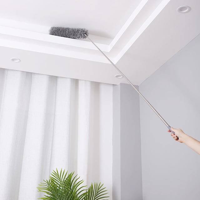Plumero de microfibra Varilla telescópica larga Cabeza flexible Techo casero Limpieza de tela de ara Meterk Plumero de microfibra