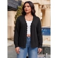 thumbnail image 4 of Cueply Plus Size Cardigan for Women Open Front Button V-Neck Long Sleeve Ribbed Wave Edges Lightweight Sweaters, 4 of 10