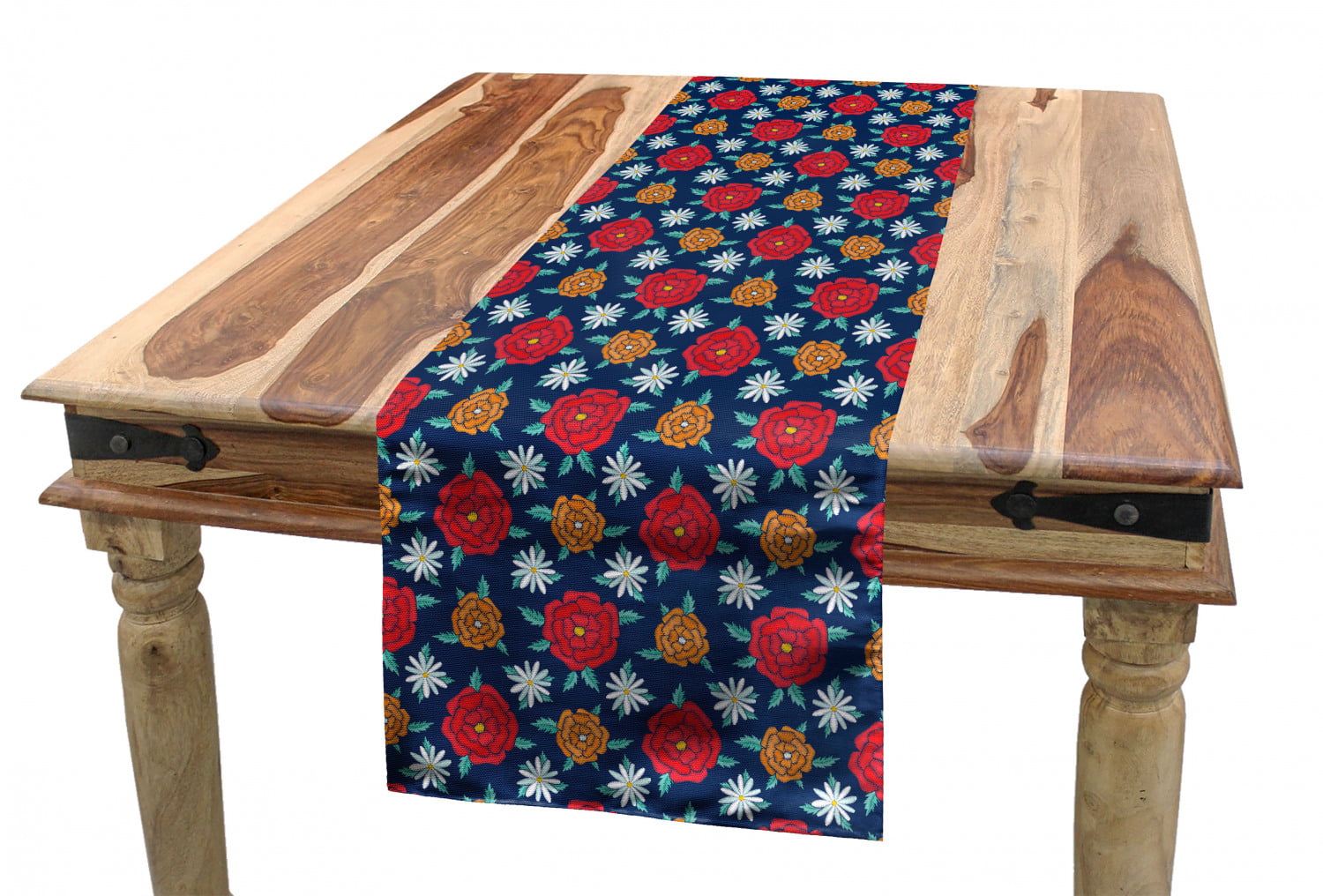 Dining Room Kitchen Rectangular Runner Natural Theme Realistic Flowers Motifs Peonies and Leaves Images Floral Art Multicolor 16 X 120 Ambesonne Botanical Table Runner