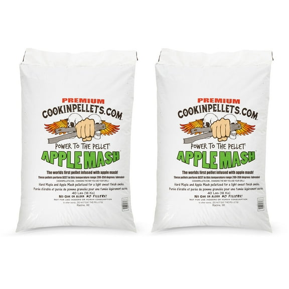 CookinPellets 40-Pound Apple Mash Hard Maple Smoker Wood Pellets, (2 Pack)