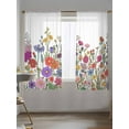 thumbnail image 5 of Colorful Flower Sheer Curtains 2 Panels Set Floral Farmhouse Country Garden Lihgt Filtering Rod Pocket Voile Drape, Semi Sheer Window Curtains for Bedroom Living Room, 52"x63", 5 of 5