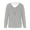 thumbnail image 5 of Aoochasliy Womens Sweaters Clothes Pullover Elastic Solid Color Strap V-neck Tops, 5 of 8
