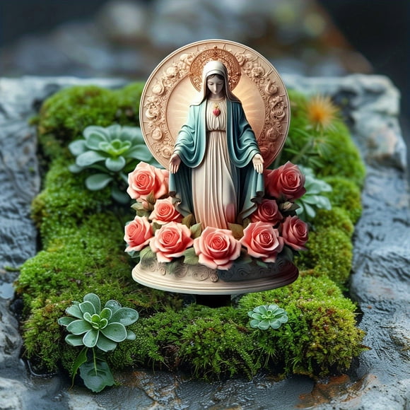 Fwttom Décoration de Jardin en Acrylique de Statue de Madonna