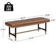 thumbnail image 6 of Modern Faux Leather Bench for Living Room and Bedroom, End of Bed Entryway Bench with Solid Metal Shelf, Padded Seat, Brown, 6 of 8