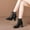 Black, variant on EGNMCR Women's High-Heels Ankle Boots Fashion Ladies Pointed Toe Short Tube Bowknot Rhinestone High Heel Side Zipper Fashion Leather Women Shoes