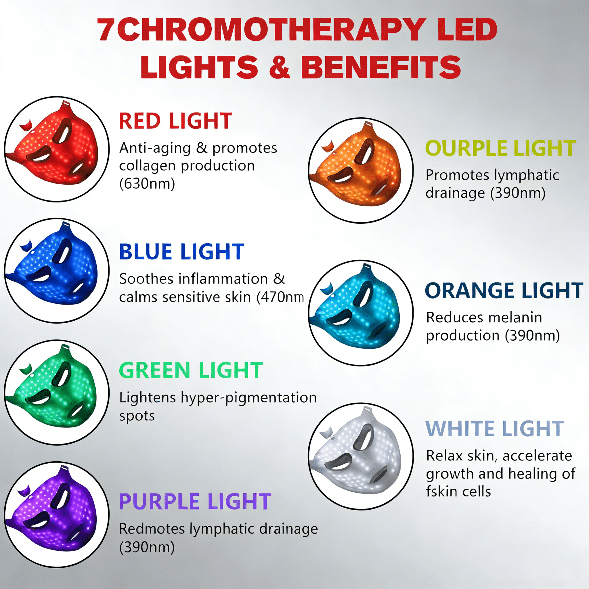 DGYAO 7-Color LED Light Therapy Face Mask | Daily Facial Skin Care