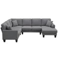 thumbnail image 6 of Harper & Bright Designs Convertible Modular Sectional Sofa with Chaise and Recliner, U Shaped Couch 7 Seat Fabric Sleeper Sofa for Living Room, Dark gray, 6 of 16