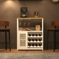 thumbnail image 4 of PIONEERWORKS 3-Tier Wine Bar Cabinet with Detachable Wine Rack and Storage Space, Buffet Cabinet with Glass Holder and Mesh Door, Sturdy MDF Construction for Dining Room Bar & Kitchen, 4 of 9