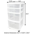 thumbnail image 3 of Homz Clear Plastic 4 Drawer Medium Home Storage Container Tower w/Wheels, 3 of 12