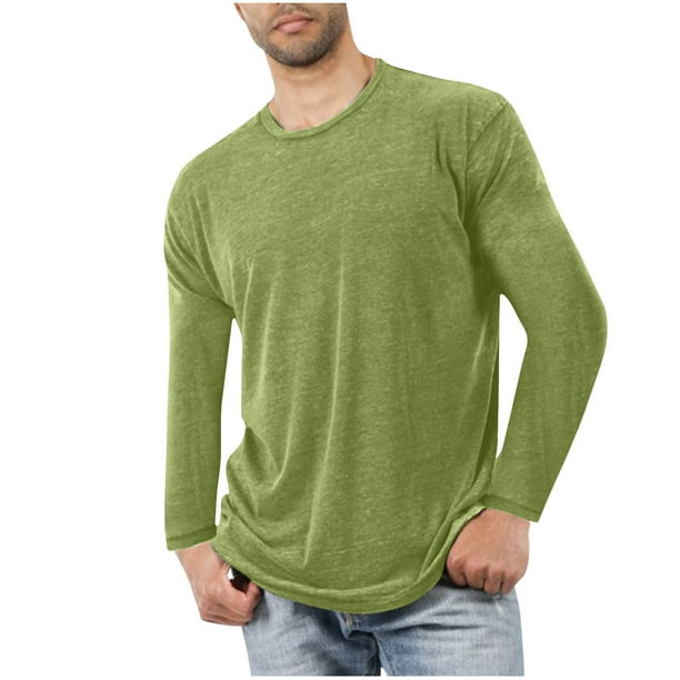 Blusas y camisas de manga larga con cuello redondo para hombre, ropa deportiva para el hogar, pijamas, camisetas de algodón y color liso, blusa deportiva para hombre, poliéster