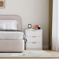 thumbnail image 6 of Fluted Nightstand with Charging Station, Bedside Table with Drawers and Open Storage Space, Metal Handles and Rounded Corners for Safety, Side Tables, End Table Bedroom, Living Room, 6 of 10