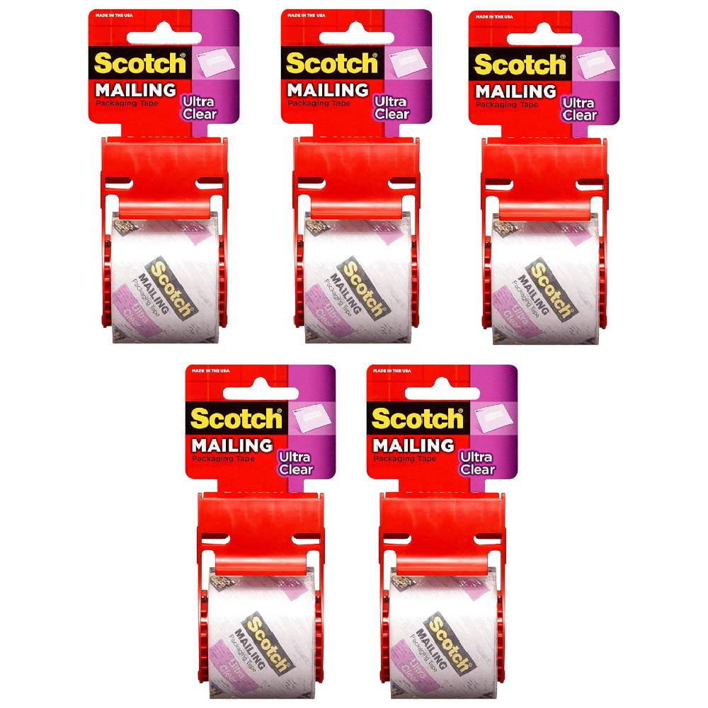 Scotch Ultra Clear Packaging Tape Dispenser Mailing Shipping 1.88x800 In 5Pack