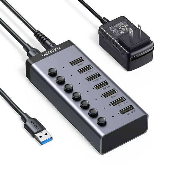 Hub USB 3.0 alimentado por UGREEN de 7 puertos con 4 puertos de carga