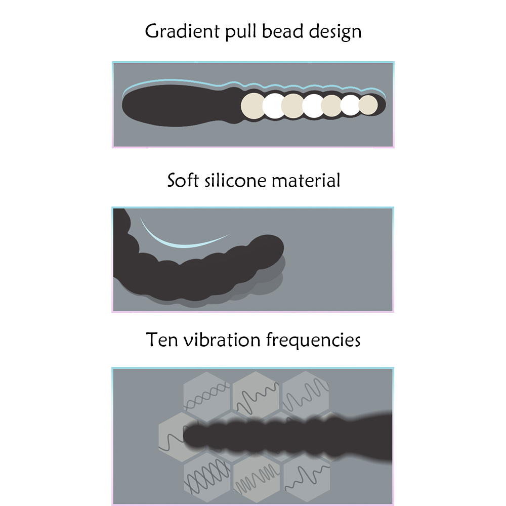 Birdsexy 10 frequency Vibrating Pull Bead Anal Vibrator Anal Plug USB Rechargeable Silicone Massager Toys for Men Women