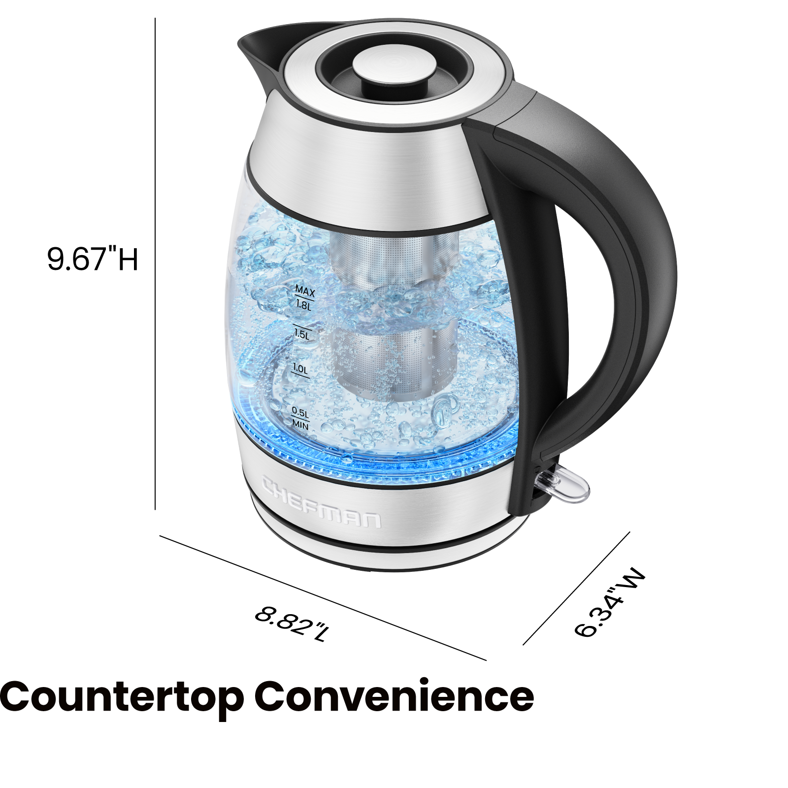 Chefman Fast Boiling 1.8L Electric Glass Kettle photo 6