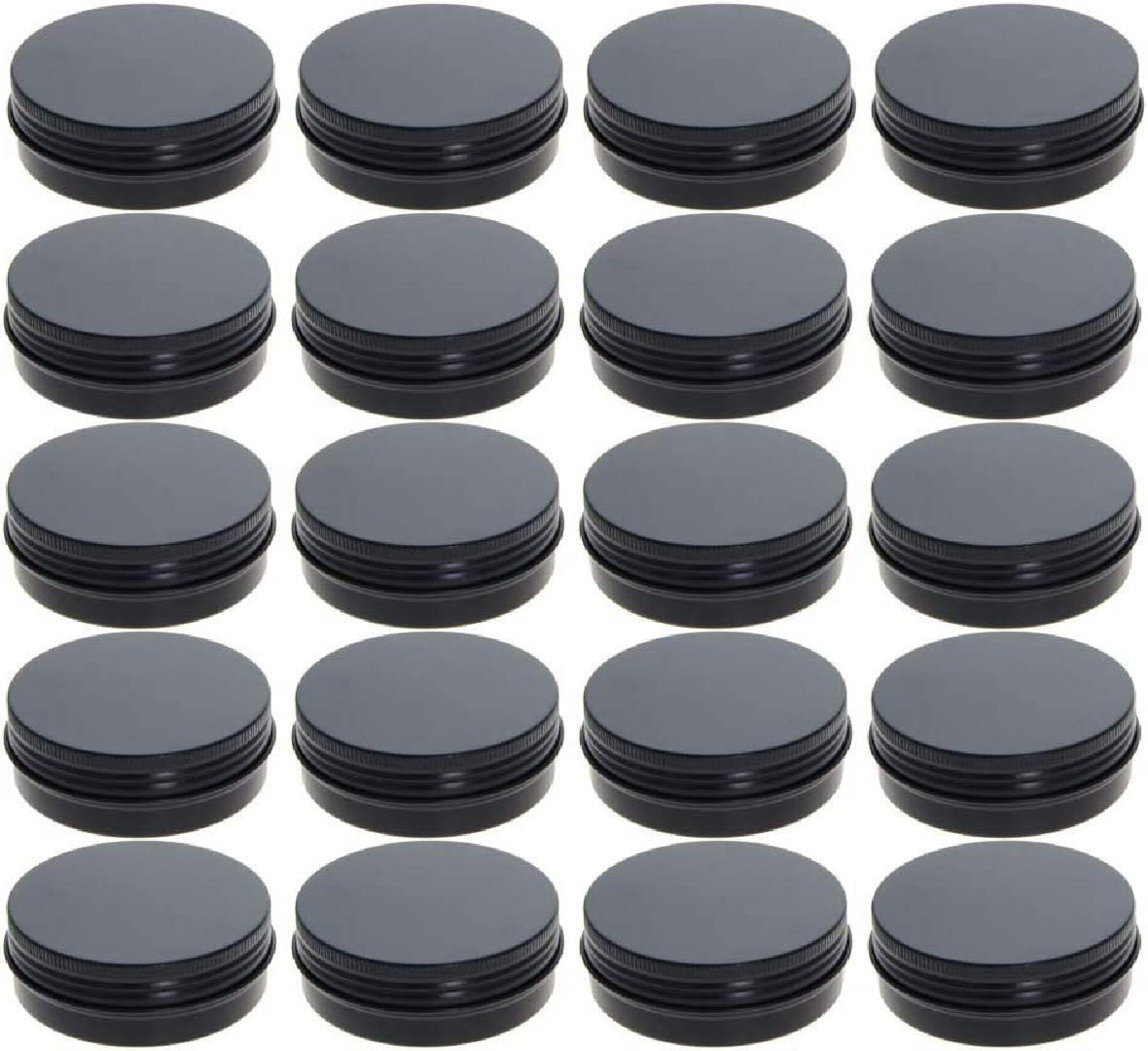 2 oz black tins with lids Round Aluminum Cans for Candles Cosmetic Lip Balm  20Pcs.