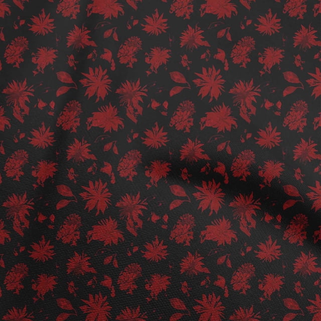 oneOone Silk Tabby Black Fabric Floral & Craft Projects Decor Fabric Printed By The Yard 42 Inch Wide