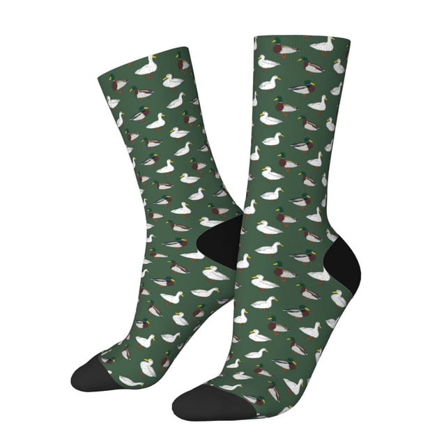Lsque Chaussettes pour Hommes Imprimées Canard Colvert Coloré, Chaussettes en Coton Douces Durables Respirantes Évacuant l'Humidité avec Contrôle des Odeurs