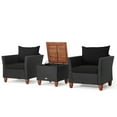 thumbnail image 3 of Gymax 3PCS Patio Rattan Conversation Furniture Set Yard Outdoor w/ Black Cushions, 3 of 7