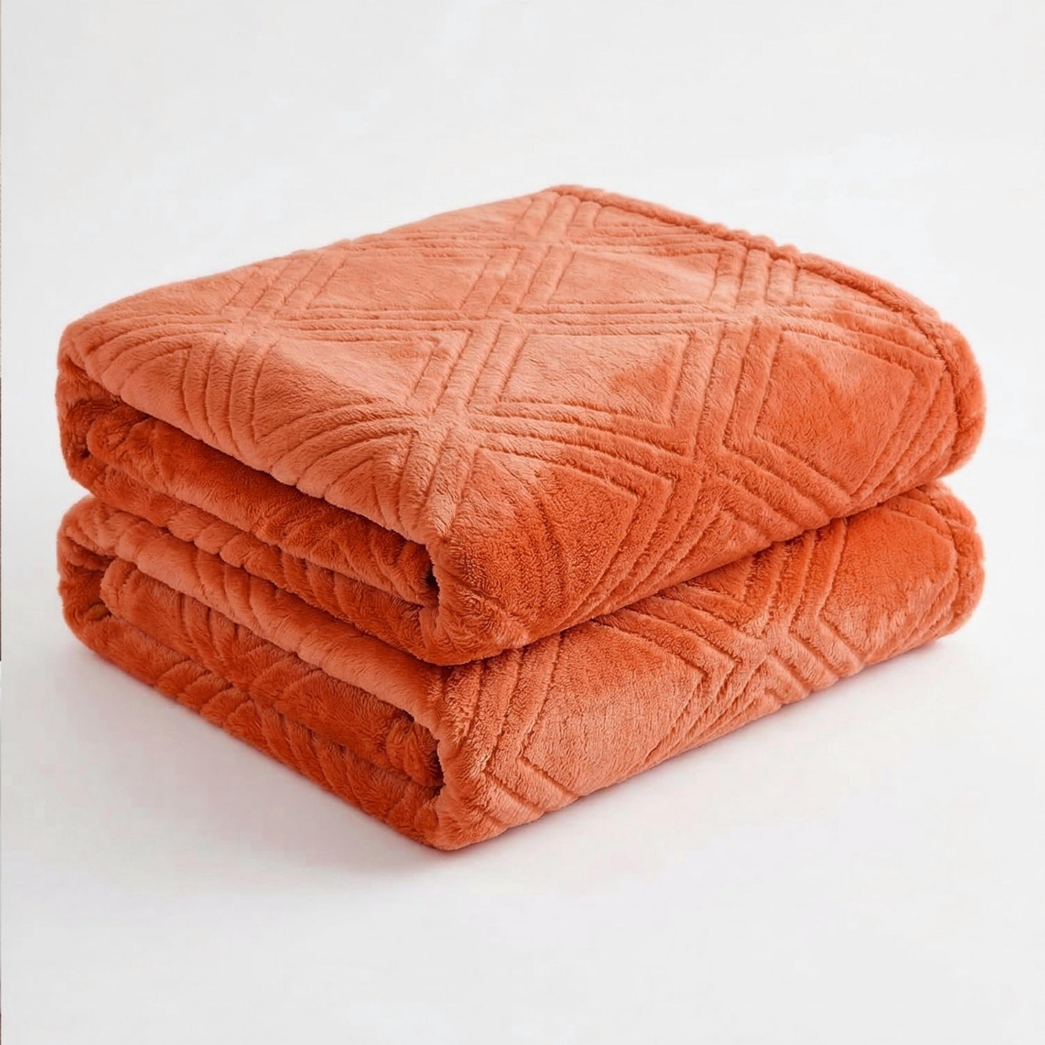 Superior Alaska Diamond Fleece Blanket 90" x 106", Lightweight Soft Bed Blankets, King Size, Rust