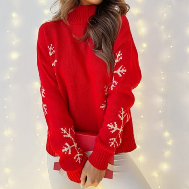 Dvkptbk Chandails de Noël pour Femmes Mode Femmes Chandail à Manches Longues Col Rond Décontracté Vêtements en Liquidation