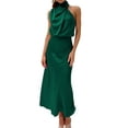 thumbnail image 2 of Wassery Women's Sleeveless Cocktail Dresses Mock Neck High Waist Wedding Guest Evening Party Maxi Dress, 2 of 9