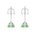 thumbnail image 4 of 1 ct Screw-Back Stud Earrings for Women | 5mm Round Cut Simulated Green Diamond | 18K White Gold, 4 of 5