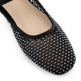 thumbnail image 4 of BLISSFUL STEP Women's Back to School Shoes Round Toe Rhinestone Breathable Mesh Ballet Flats Pumps Black 6, 4 of 7