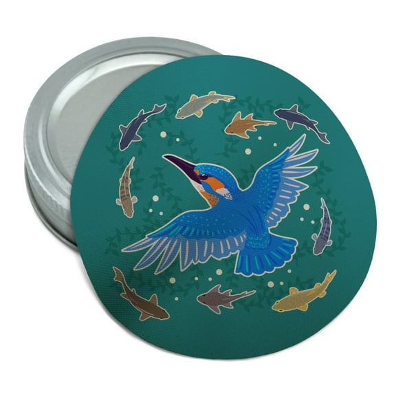 Kingfisher Bird Swimming with Fish Round Rubber Non-Slip Jar Gripper Lid Opener