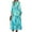 Blue Green, variant on Women's Fall Dresses Long Sleeve Flowy Casual Floral Maxi Dress Crew Neck Smocked Tiered Long Dress