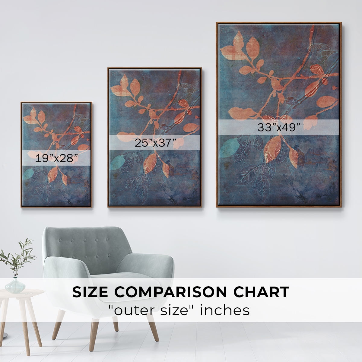Branching Out XVIII Framed Premium Gallery Wrapped Canvas - Ready to Hang - 25 x 37 - Walnut Floating Frame