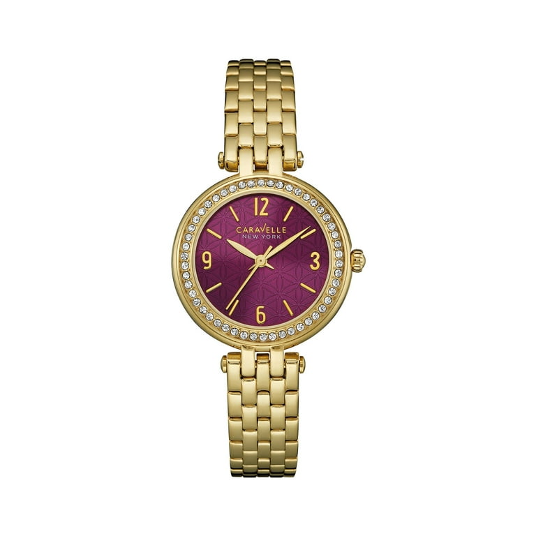 Caravelle Women s Stainless Steel Case and Bracelet Pink Dial Gold