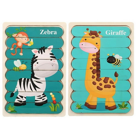 

Linyer Double-sided Cartoon Strip Wooden Baby Toy Storytelling Stacking Jigsaw Toy for Kids Children Gifts No.4
