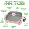 thumbnail image 5 of GreenLife Nonstick Square Electric Skillet with Glass Lid, 12 Inches, Pink, 5 of 9