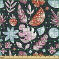 thumbnail image 2 of Ambesonne Grunge Fabric by the Yard Upholstery, Sketchy Fruits Plants, 10 Yards, Plum Multicolor, 2 of 5