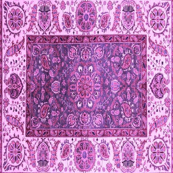 Ahgly Company Indoor Square Oriental Purple Traditional Area Rugs, 6' Square