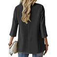 thumbnail image 4 of Yigetop Blazers for Women Business Casual, Ladies' Button Down Solid Color Cardigan Small Suit with Pockets and Three Quarter Sleeves 3/4 Sleeve Blazer for Women Black L, 4 of 6