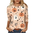 thumbnail image 3 of Tqyyweavej Womens Halloween 3/4 Sleeve Crew Neck Shirts Plus Size Fall Halloween Funny Graphic Top Loose Fit Spooky Season Tees S-5XL, 3 of 6