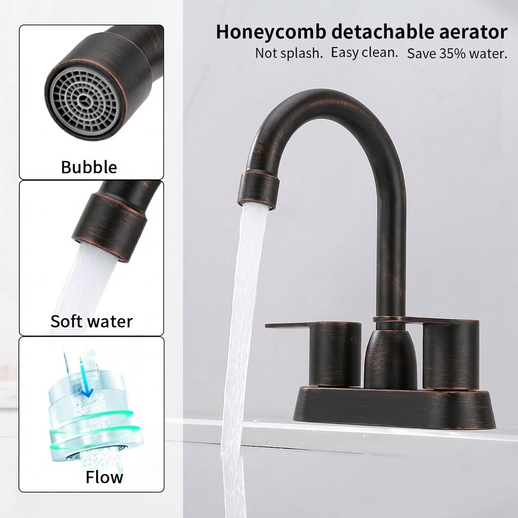 Bathroom Faucet Oil Rubbed Bronze 2-Handle Bathroom Sink Faucet 360 Degree High