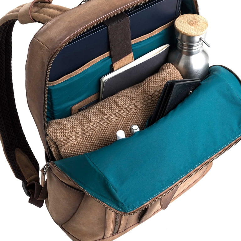 VELEZ Leather Backpack Bird Fabric Interior Brown Velez Backpack | eBay main image 2