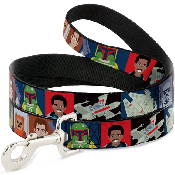 Star Wars Pet Leash, Dog Leash, Star Wars Classic Character Pose Blocks Multi Color, 4 Feet Long 0.5 Inch Wide