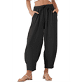 thumbnail image 1 of Pantalones Rectos Holgados e Informales de Algodón y , Color Negro, Talla S, 1 of 7
