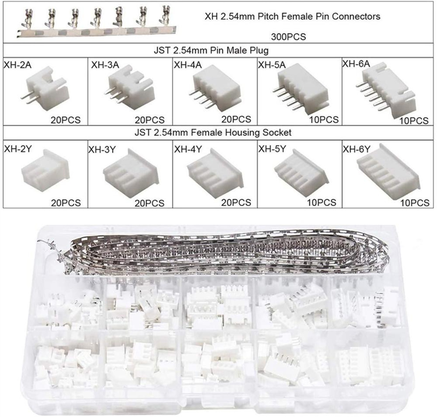 SN-28B 0.1-1mm² Crimping Pliers Tool Set-1550pcs 2.54mm Connectors And Crimp Pins,460pcs 2.54 Mm JST-XH JST Connector Kit ,Durability That Lasts