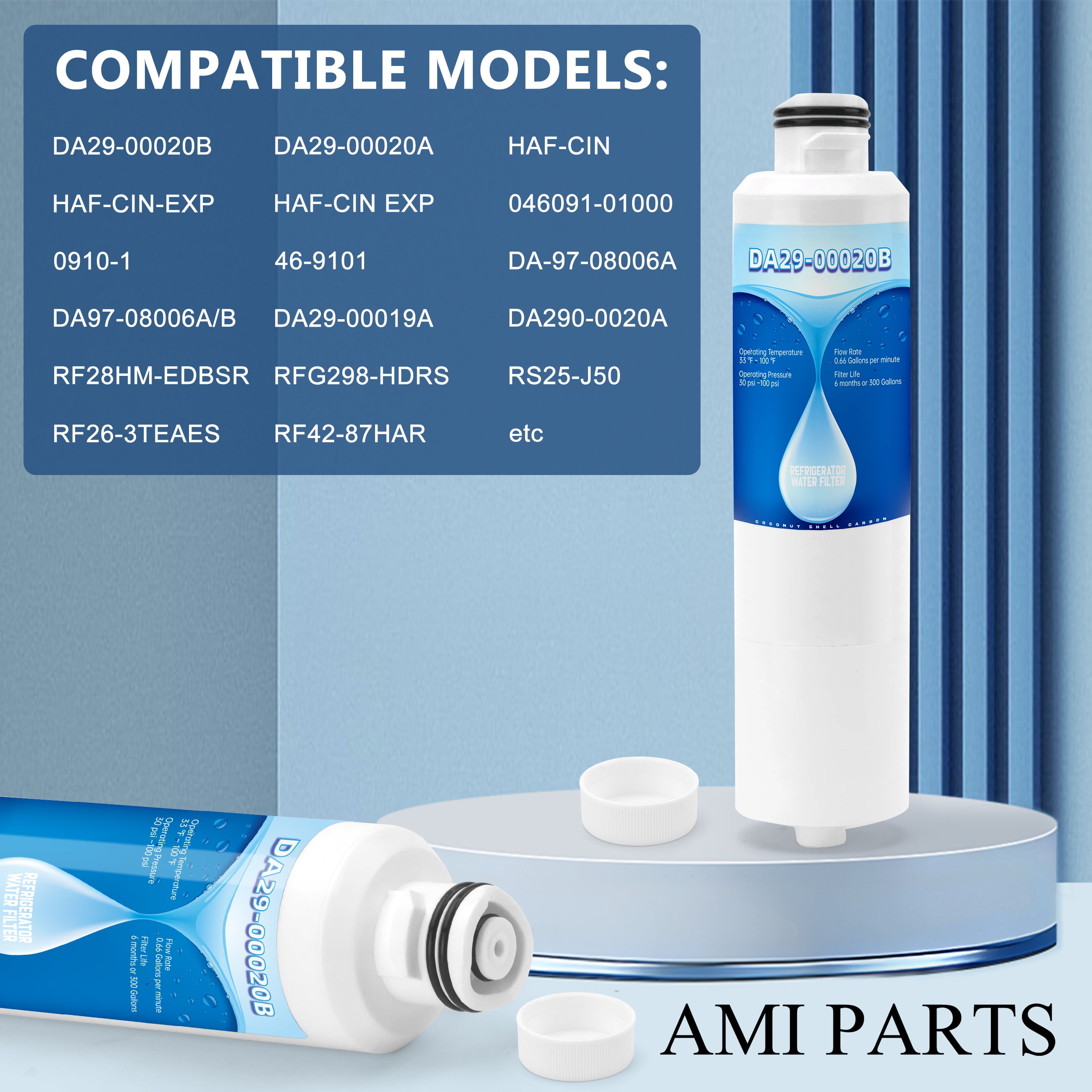 AMI PARTS DA29-00020B Refrigerator Water Filter Replacement for HAF-CIN/EXP, 46-9101, RF4267HARS