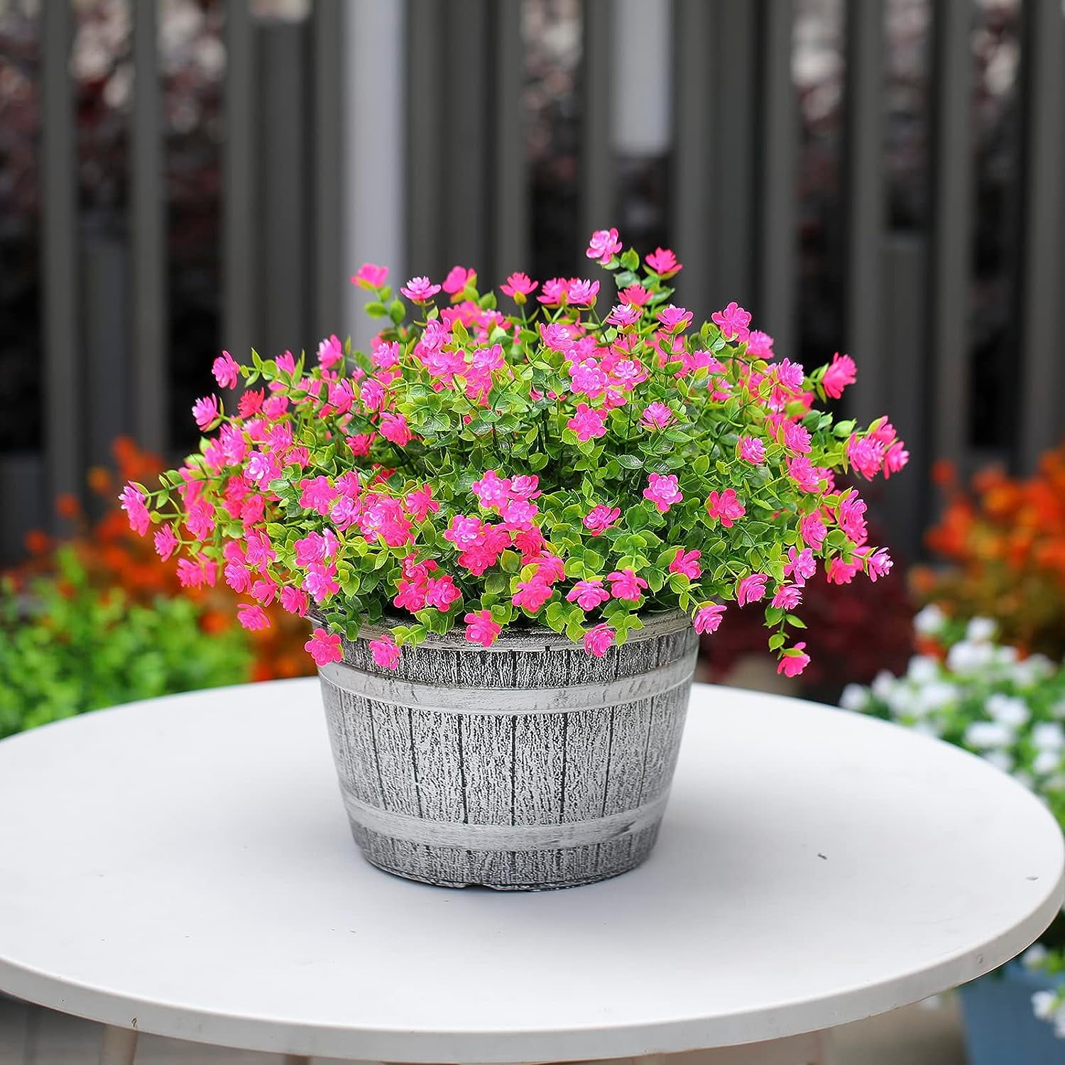 Bundles Artificial Flowers Fake Outdoor Plants Decoration,spring summer Plants UV Resistant Faux Outdoor Plastic Greenery Shrubs Artificial Flowers Hanging Patio Planter Home Garden Decor (Rose Red)