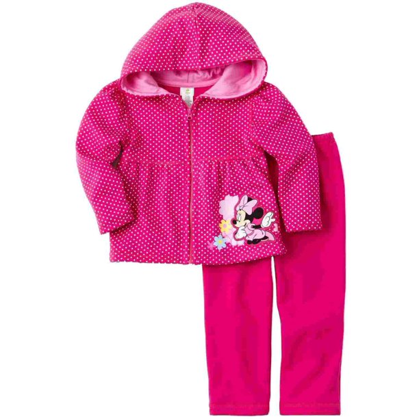 Disney Infant Toddler Girls Minnie Mouse Daisy Polka Dot Sweatsuit Outfit